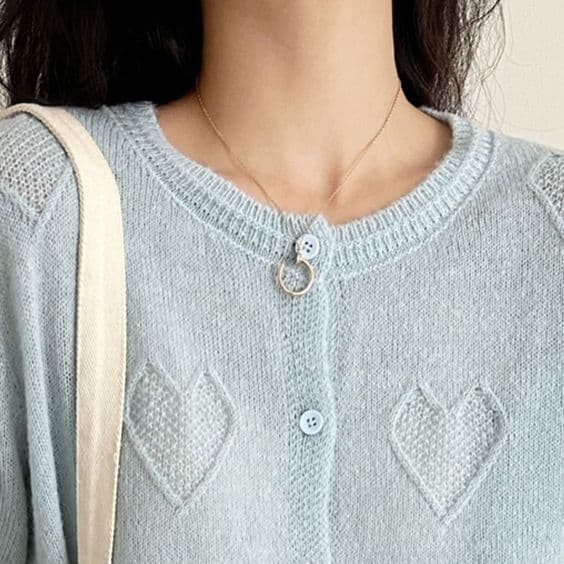 ニットカーディガン ハートモチーフ モヘアカーディガン