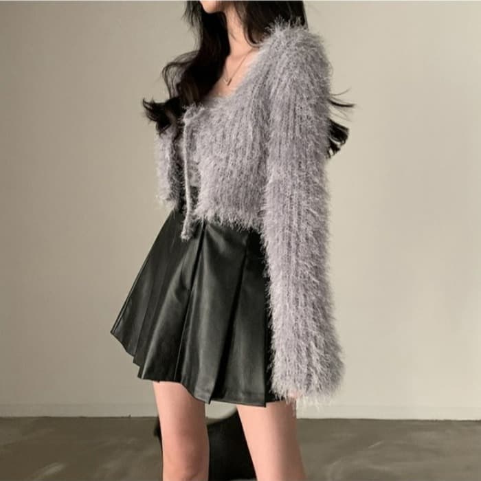 ニットカーディガン ニットカーディガン ふわもこシャギーカーディガン