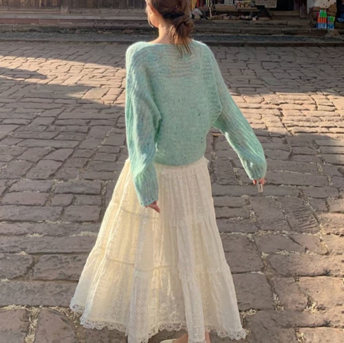 ニットカーディガン 優美シースルー ふんわりニットカーディガン