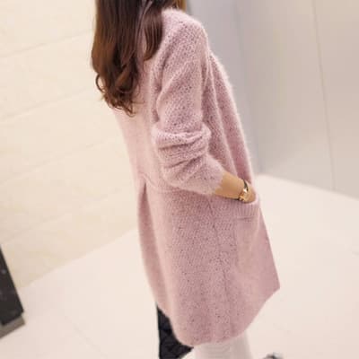 ニットカーディガン ふんわり優美なモヘアロングカーディガン